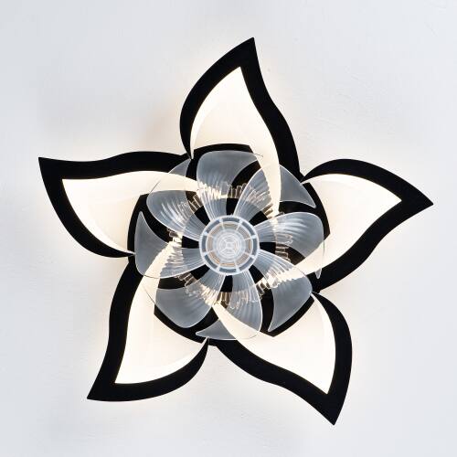 Angle. LUCKY ONE - 24" Low Profile Ceiling Fan with Light Remote 5 Blades DC Motor - Matte Black.