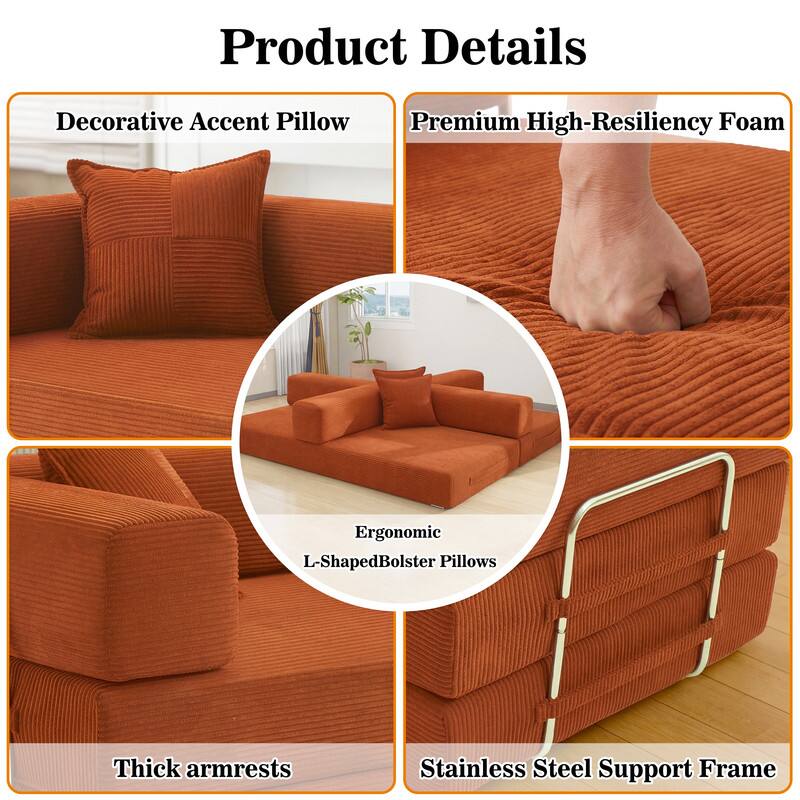 Product Details

- Decorative Accent Pillow
- Premium High-Resiliency Foam
- Ergonomic L-Shaped Bolster Pillows
- Thick armrests
- Stainless Steel Support Frame
