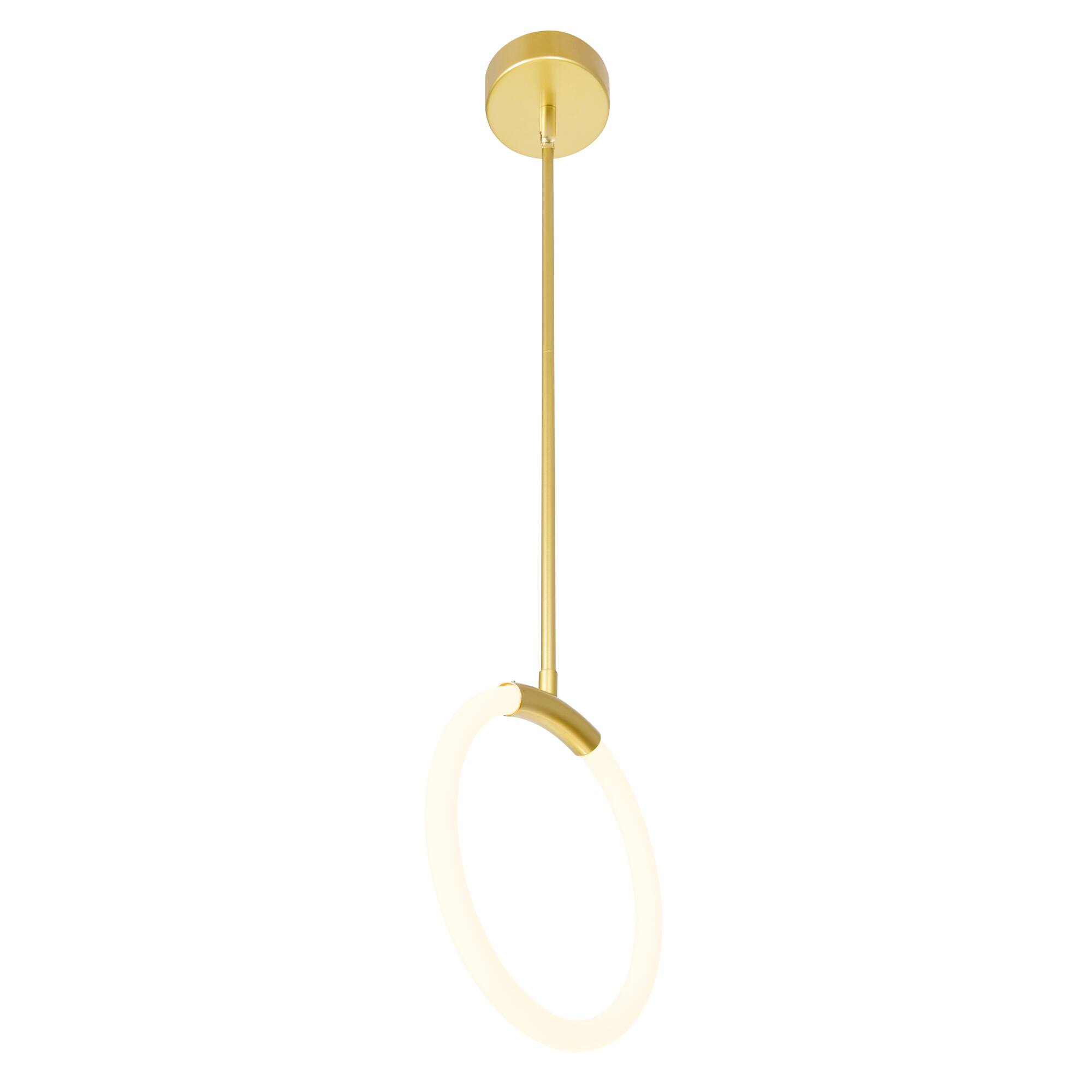 Angle. CWI Lighting - Hoops 1 Light LED Pendant With Satin Gold Finish - Satin Gold.