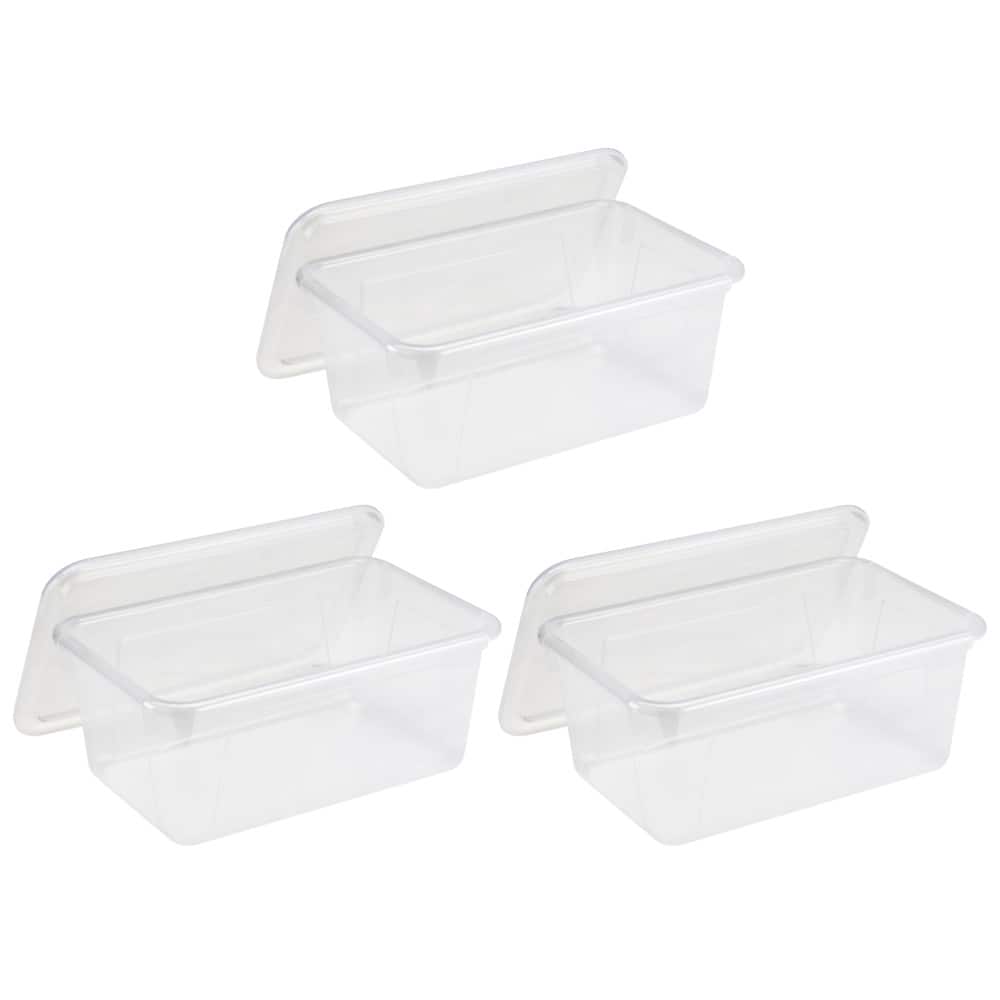 Storex - Small Cubby Bin with Lid, Clear, Pack of 3
