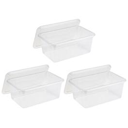 Storex - Small Cubby Bin with Lid, Clear, Pack of 3