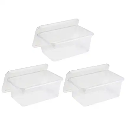 Front. Storex - Storex Small Cubby Bin with Lid, Clear, Pack of 3.