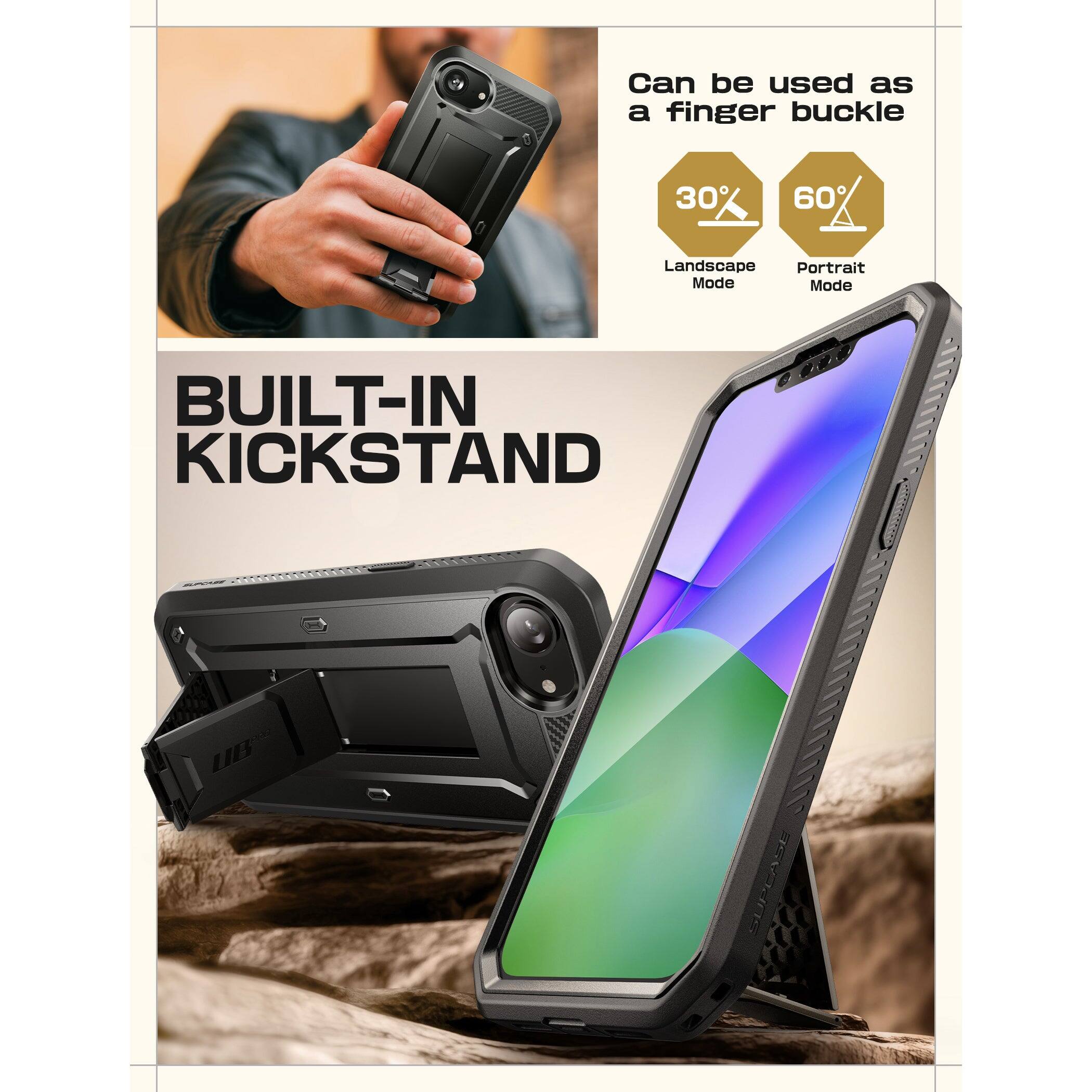 Can be used as a finger buckle

30° Landscape Mode

60° Portrait Mode

BUILT-IN KICKSTAND