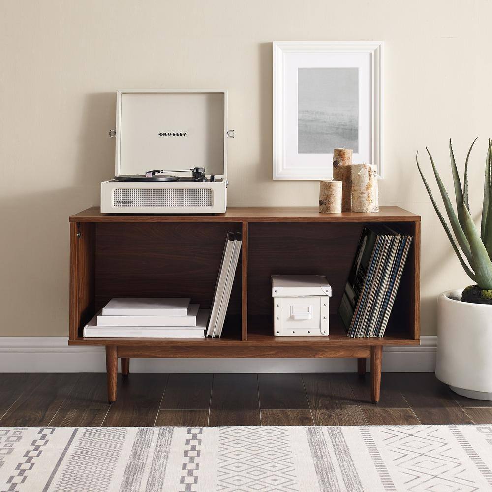 Alt View 3. Crosley Furniture - Liam Medium Record Player Stand With Vinyl Storage - Walnut.
