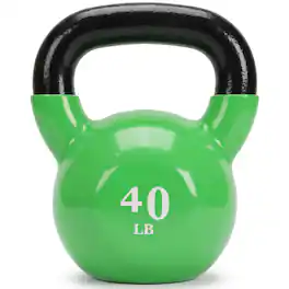 Fitvids - 40 lb Vinyl-Coated Kettlebell Weight for Strength Training - Apple Green