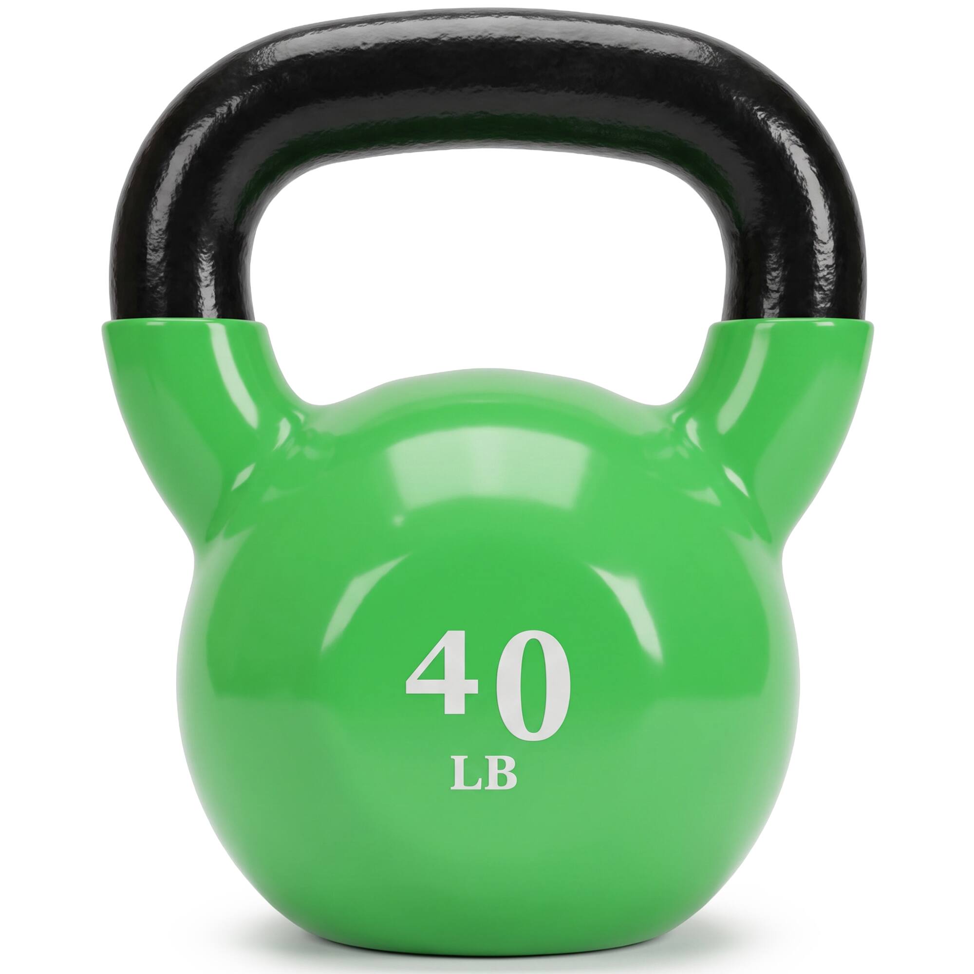 Front. Fitvids - Fitvids 40 lb Vinyl-Coated Kettlebell Weight for Strength Training, Apple Green - Apple Green.