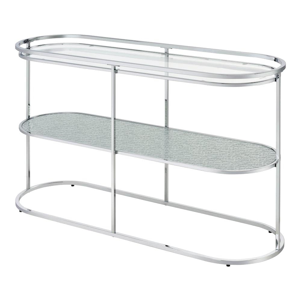 Furniture of America - Ludington Metal 1-Shelf Sofa Table in Chrome - Silver