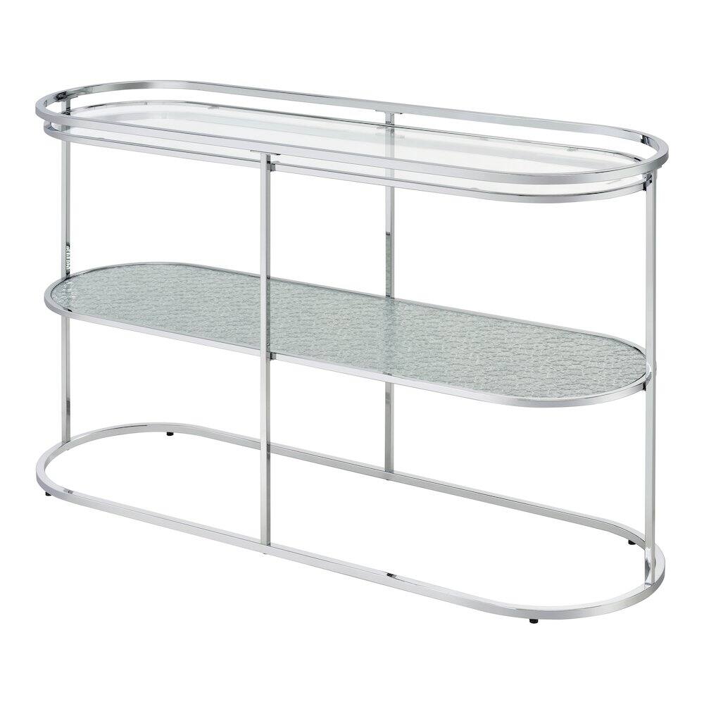 Front. Furniture of America - Ludington Metal 1-Shelf Sofa Table in Chrome - Silver.