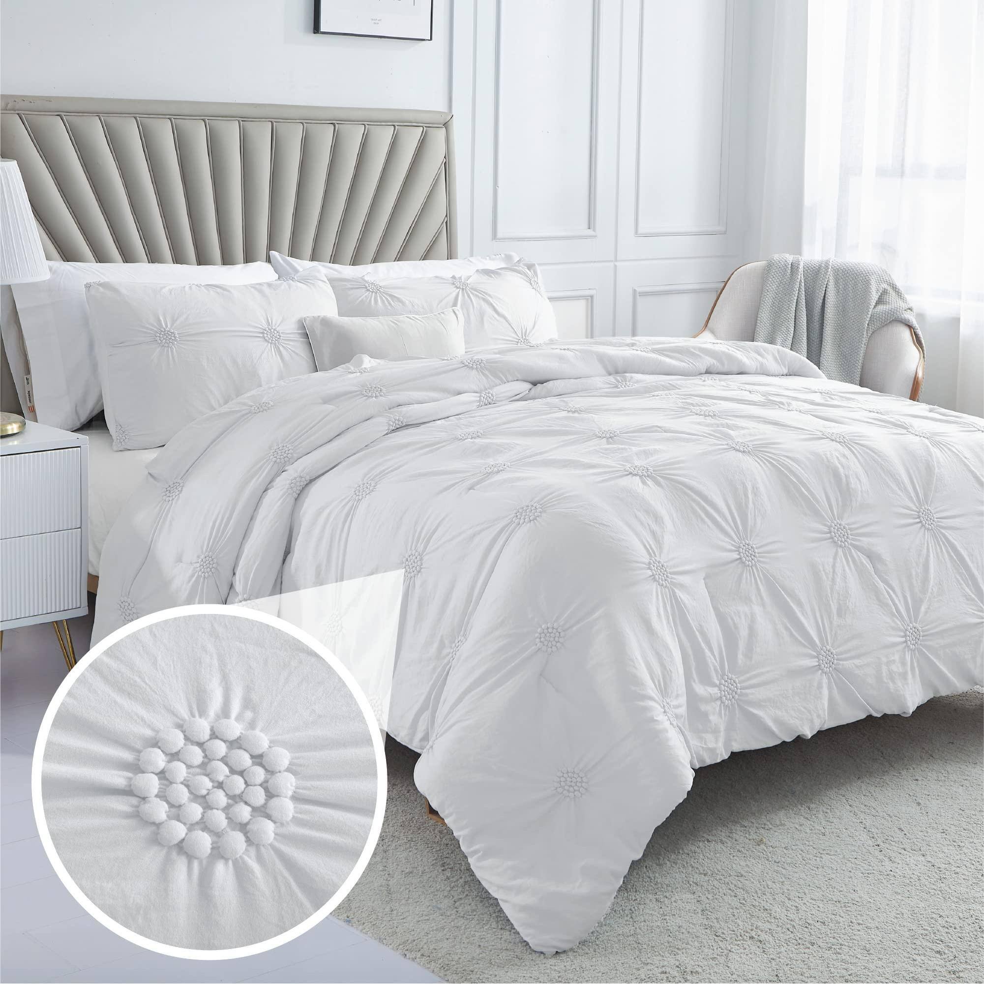 Dapper Styles King Comforter Set Ruched 3d Floral Pintuck Bedding Bed ...