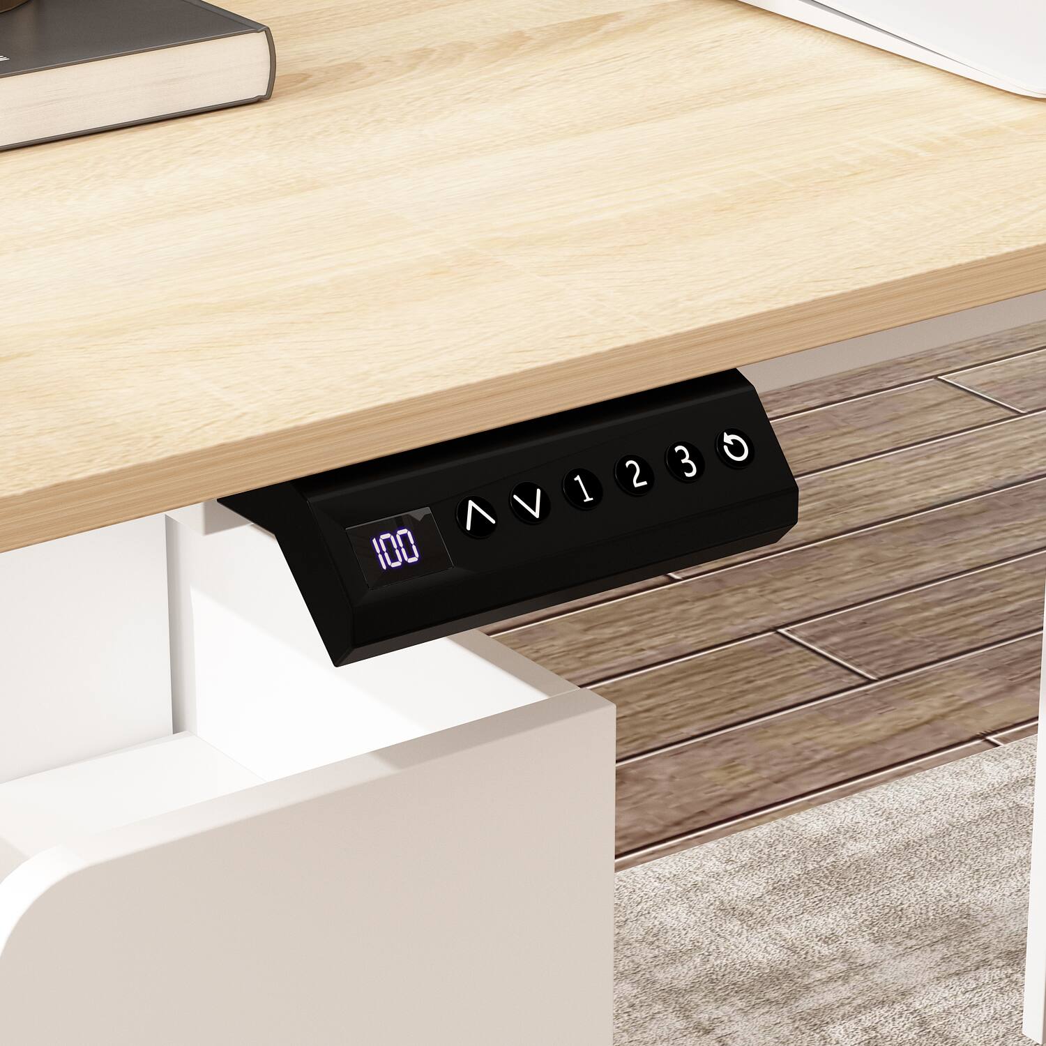 Alt View 9. Famapy - Famapy Electric Standing Desk: Adjustable Height, Ergonomic Design for Home & Office - White & Wooden.