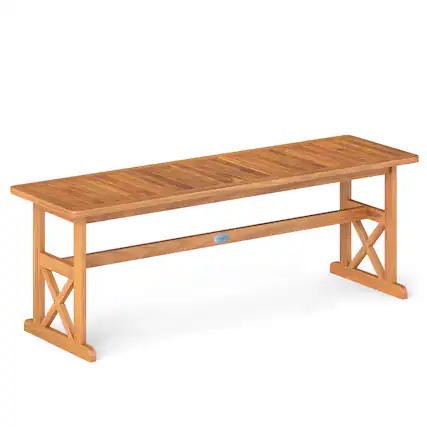 Front. Gymax - Gymax 51 Inches Acacia Wood Outdoor Bench w/ Slatted Seat & X-Shaped Frame - Yellow.