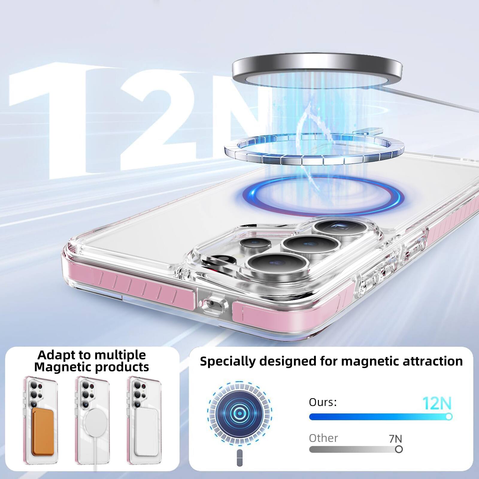 12N

Adapt to multiple Magnetic products

Specially designed for magnetic attraction

Ours: 12N

Other: 7N