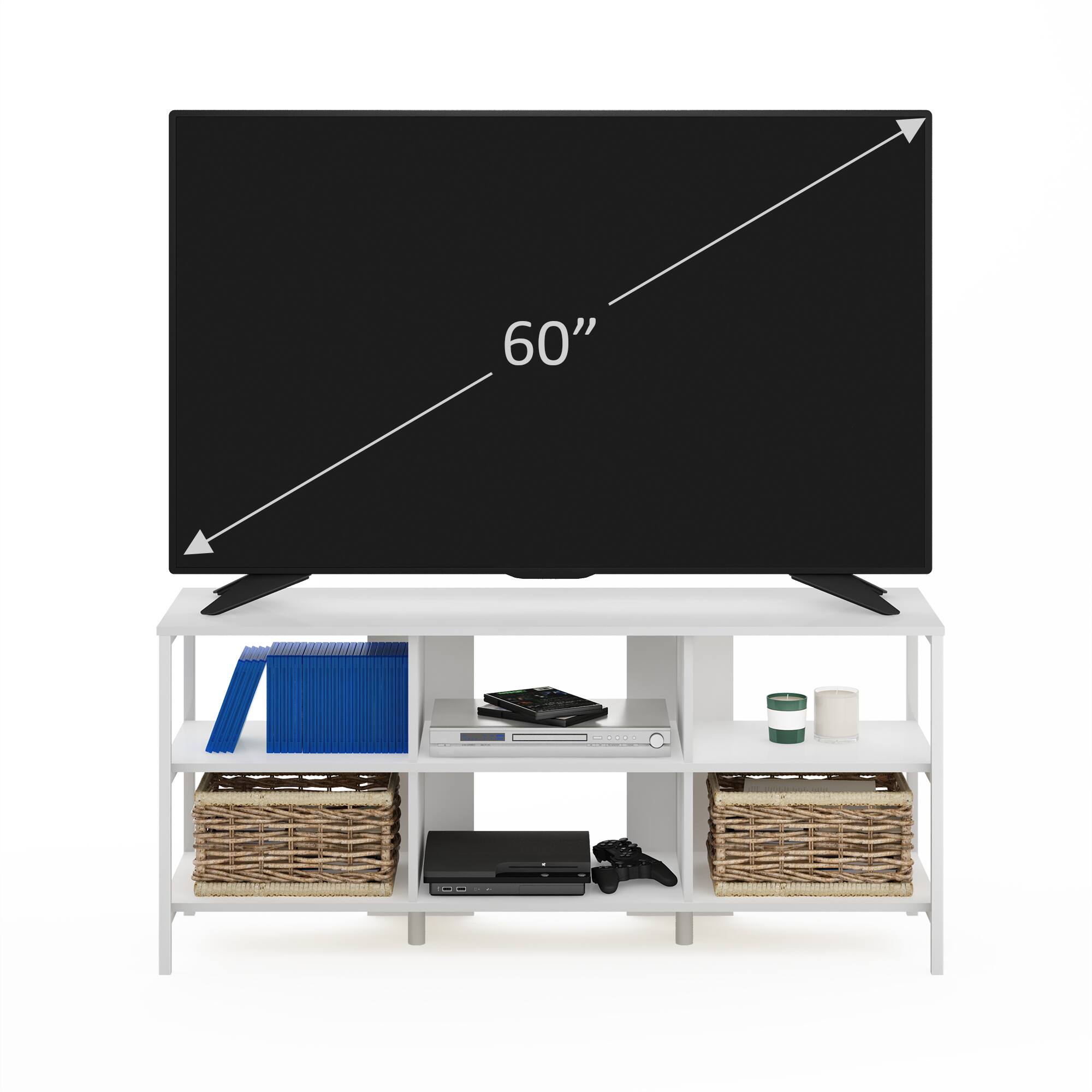 Alt View 4. Furinno - Camnus Modern Living TV Stand for TVs up to 60 Inch - Solid White/White.