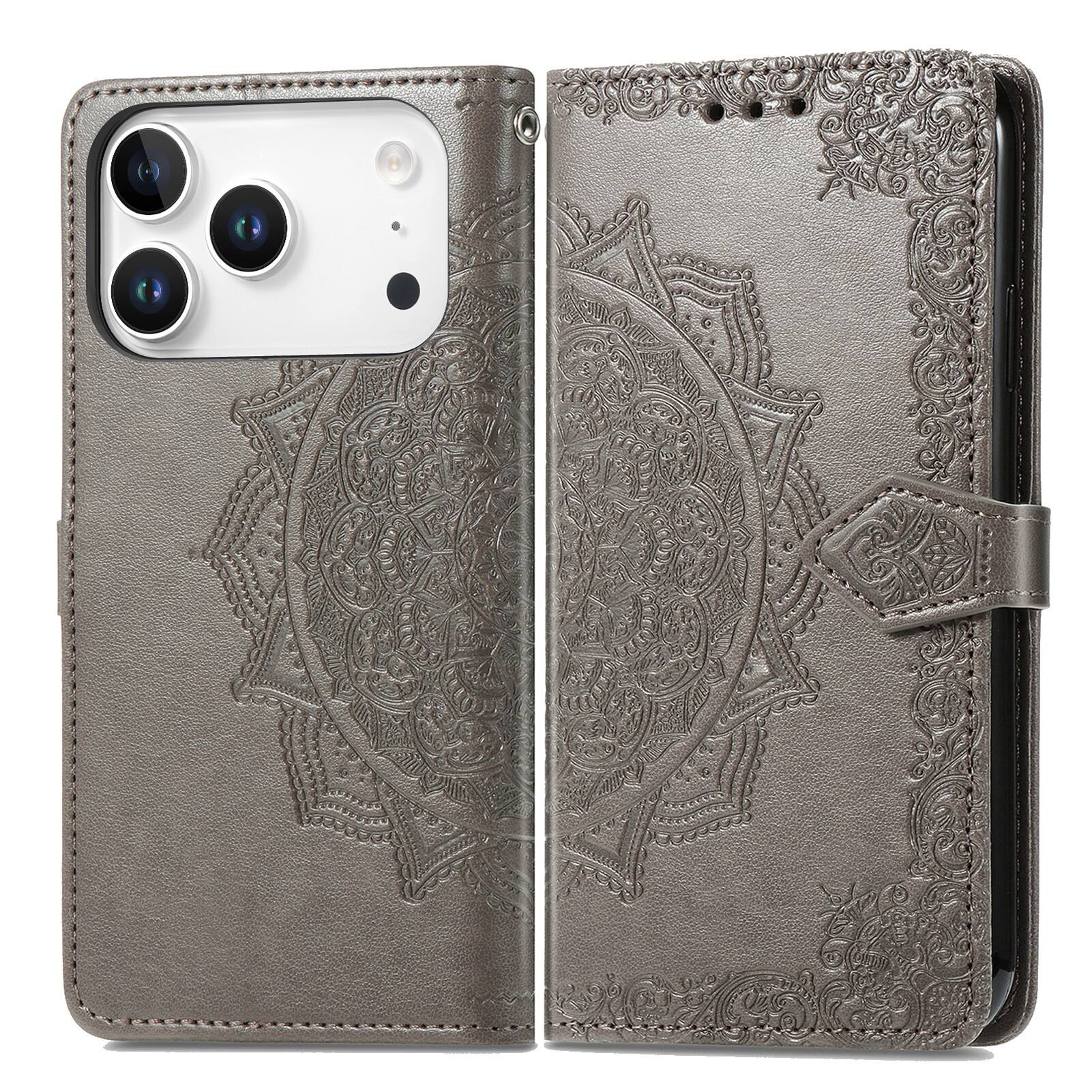 Alt View 1. Dteck - Magnetic Wallet Case For Apple iPhone 17 Pro, Shockproof Card Slots Stand Flip Phone Protective Cover with Hand Strap - Gray.