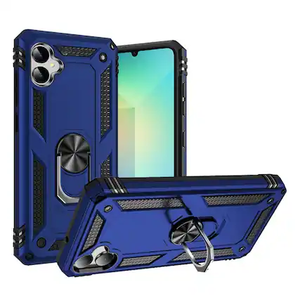 Front. Kitcheniva - Protective Hybrid Cover Magnetic Ring Kickstand Phone Case For Samsung Galaxy A06 Blue - Blue.