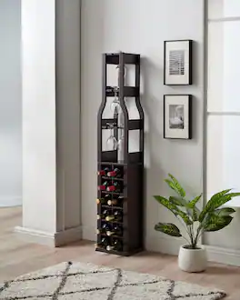 Kings Brand Furniture - Granger Wine Rack - 12 Bottle Wine Bar Cabinet, Dark Cherry - Dark Red