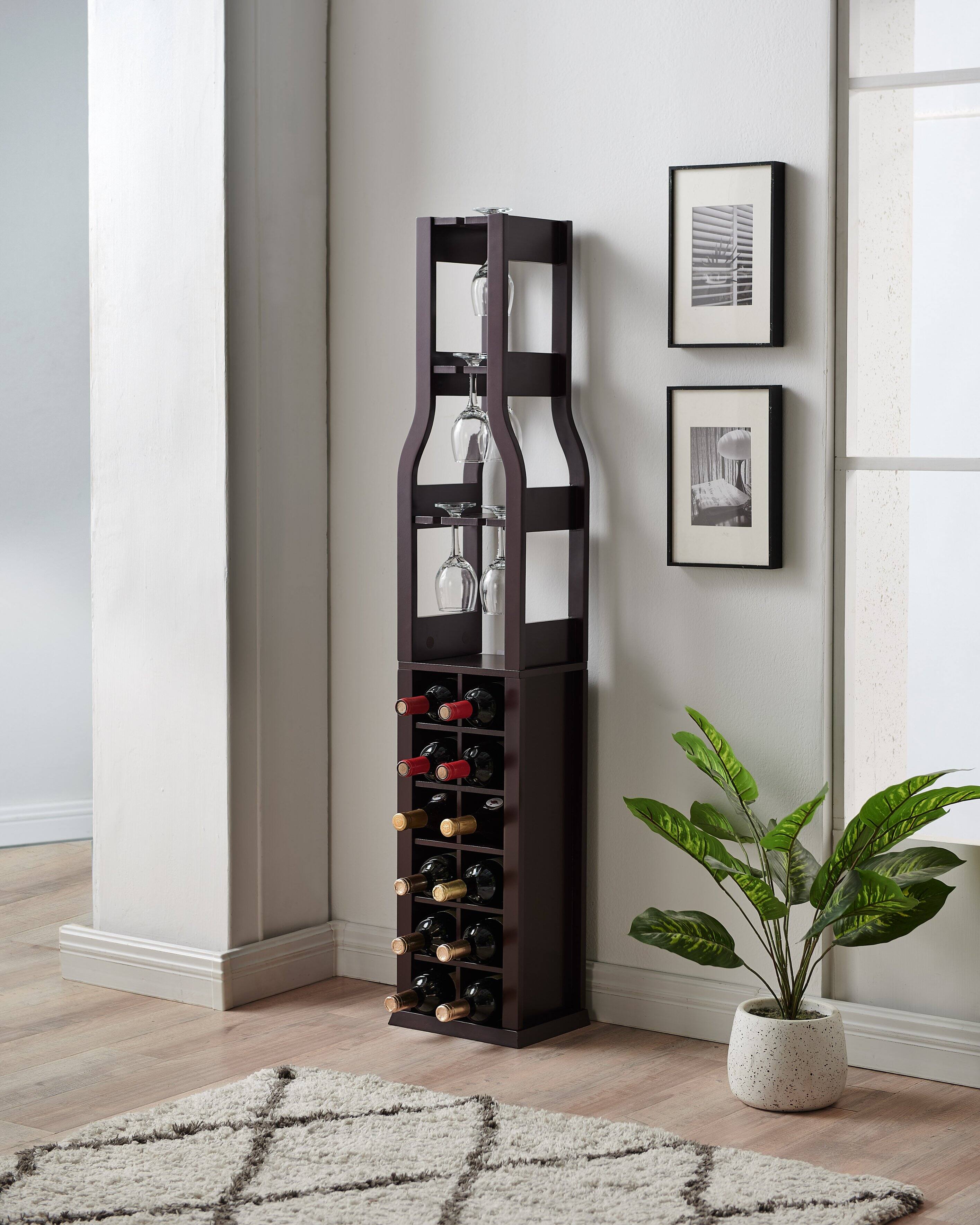 Front. Kings Brand Furniture - Kings Brand Furniture Granger Wine Rack - 12 Bottle Wine Bar Cabinet, Dark Cherry - Dark Red.