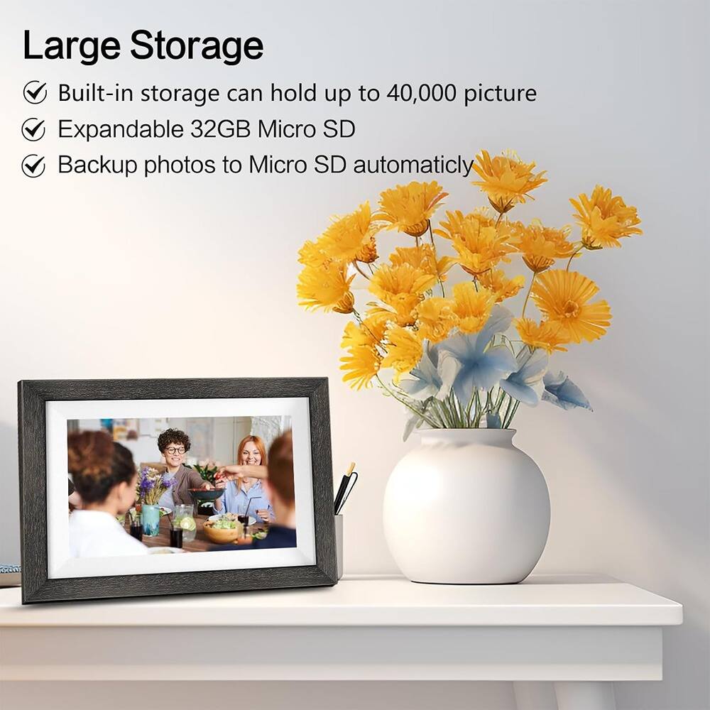 Large Storage

- Built-in storage can hold up to 40,000 picture
- Expandable 32GB Micro SD
- Backup photos to Micro SD automatically