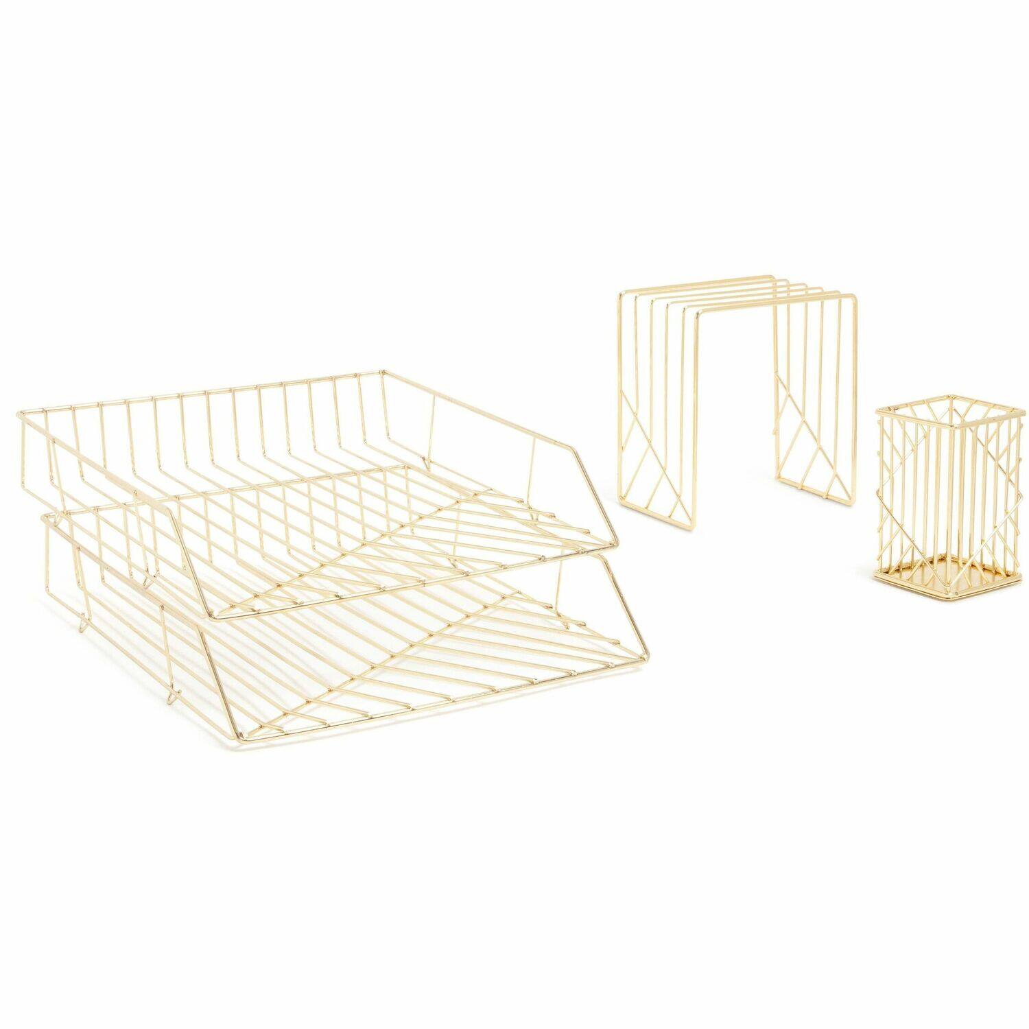 Front. U Brands - U Brands Vena Desktop Organization Kit Metal Gold - Gold.