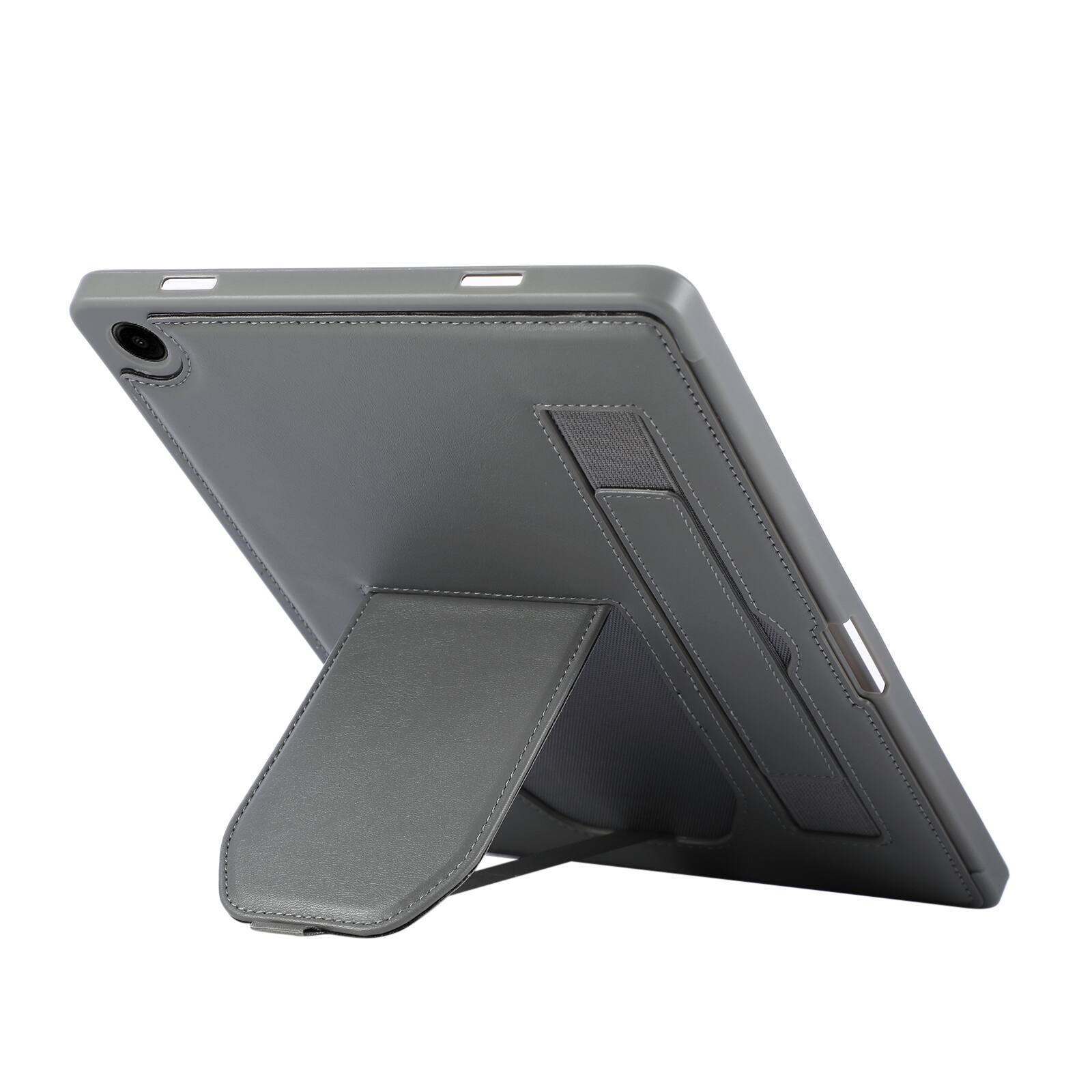 Angle. Dteck - Shockproof Case for Samsung Galaxy Tab A11+ with Hand Strap and Foldable Kickstand, PU Leather TPU Protective Cover - Gary.