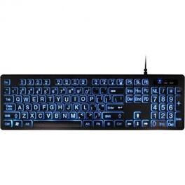 Aluratek - Large Print Tri-color LED Backlight Illuminated Keyboard - Cable Connectivity - USB Interface - LED - Unknown