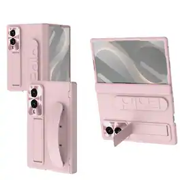 Dteck - Full Body Case for Samsung Galaxy Z Fold8,Shockproof Slim Stand Cover with Hinge Protection,Built-in Screen Protector - Pink