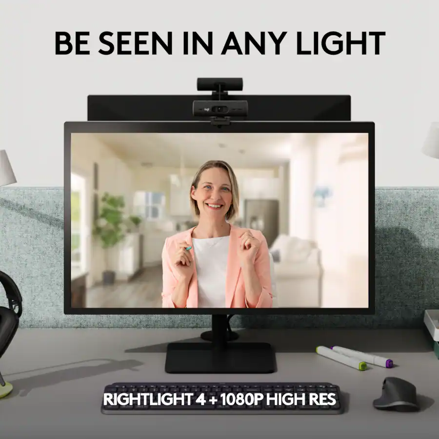 Logitech Model Number Rughtlight Logitech Brio 505 Full HD Webcam with Auto Light Correction, Auto ...