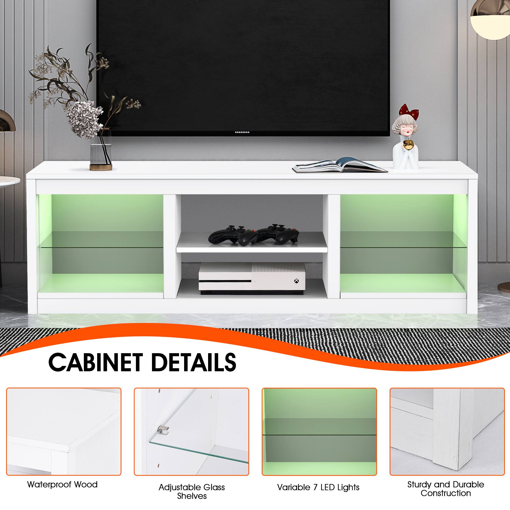 CABINET DETAILS  
Waterproof Wood  
Adjustable Glass Shelves  
Variable 7 LED Lights  
Sturdy and Durable Construction