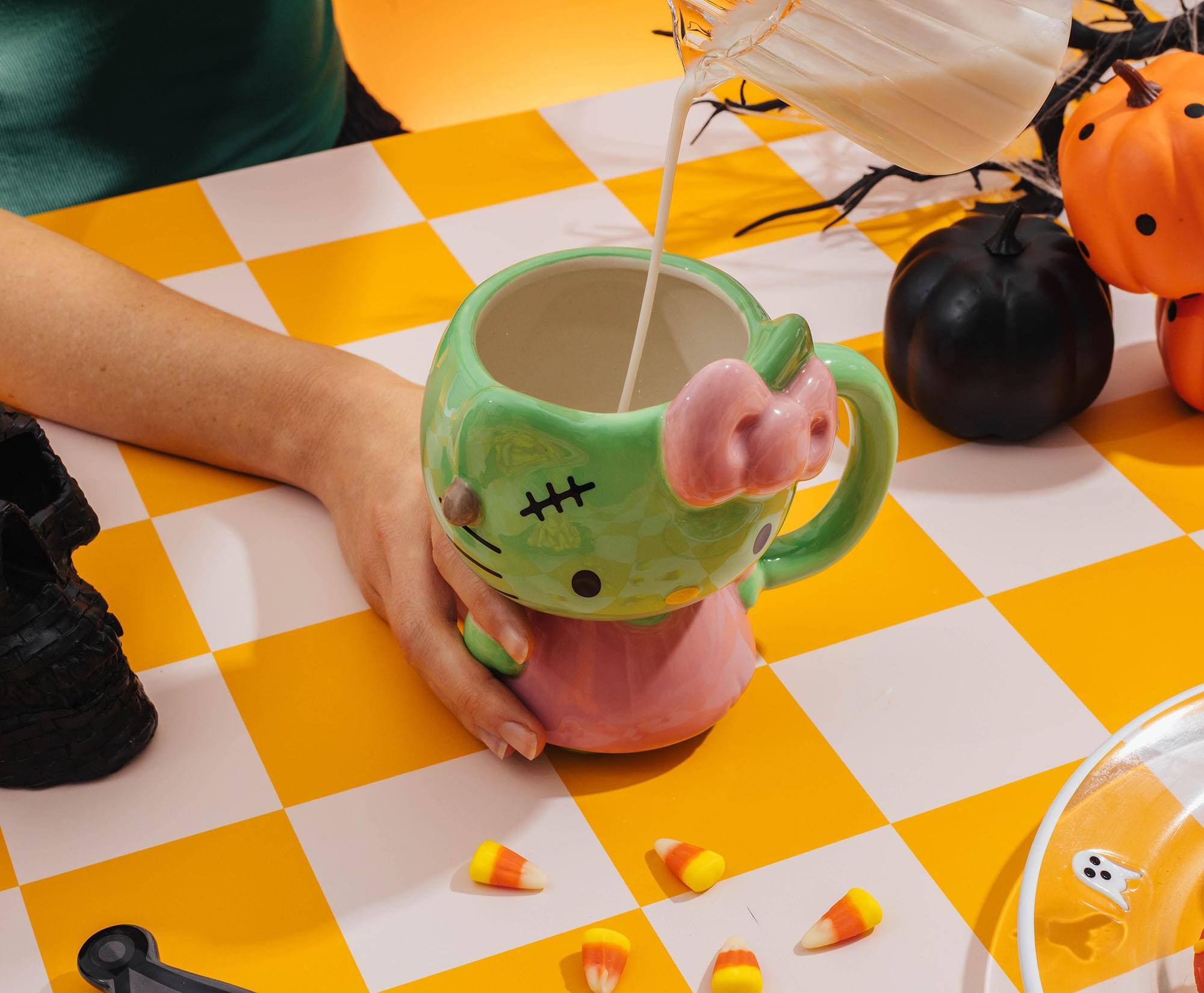 Alt View 4. Silver Buffalo - Sanrio Hello Kitty Frankenstein Pink Dress 20-Ounce Ceramic 3D Sculpted Mug - Multi-Colored.