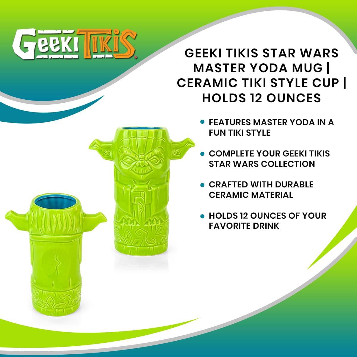 Geeki Tikis Star Wars Master Yoda Mug | Ceramic Tiki Style Cup | Holds 12 Ounces

- Features Master Yoda in a Fun Tiki Style
- Complete Your Geeki Tikis Star Wars Collection
- Crafted with Durable Ceramic Material
- Holds 12 Ounces of Your Favorite Drink