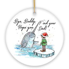 OrnamentallyYou - Sentimental Narwhal and Elf Christmas Ornament, Holiday Gift and Tree Decor - Multi-colored