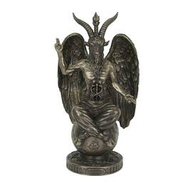 Veronese Design - Baphomet Sabbatic Goat Idol Sitting On Globe Statue Satanic Occultic Altar Sculpture - Bronze