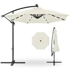 Front. Best Choice Products - Best Choice Products 10ft Solar LED Offset Hanging Outdoor Market Patio Umbrella w/ Adjustable Tilt - Ivory - Ivory.