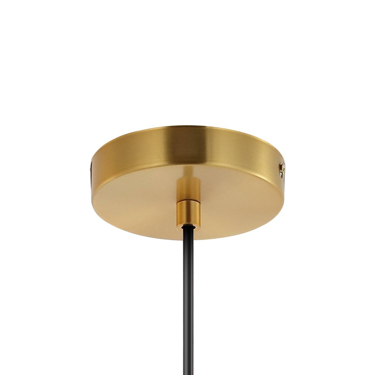 Alt View 5. Jonathan Y - Apollo 6" 1-Light Mid-Century Modern Iron LED Pendant, White/Brass Gold - White/Brass Gold.