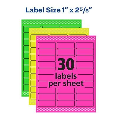 Label Size: 1" x 2 5/8"  
30 labels per sheet