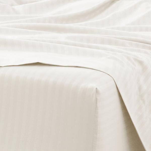 Alt View 1. Plazatex - 1800 Series Embossed Striped Wrinkle Resistant Sheet 4pc Set Queen - Ivory - Ivory.