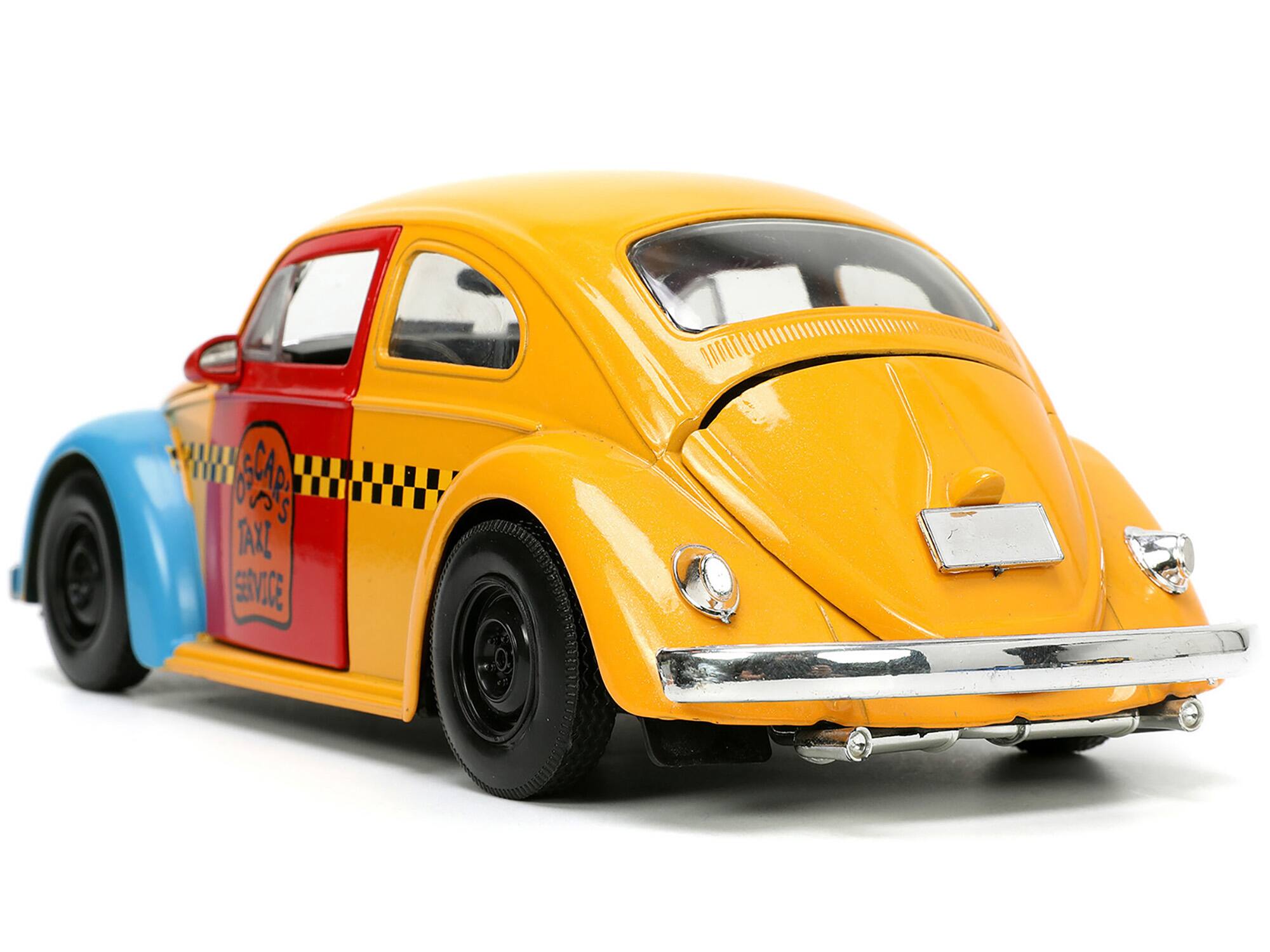 Back. Jada - 1959 Volkswagen Beetle Taxi Yellow & Blue with Oscar the Grouch Figure "Sesame Street" "Hollywood Rides" 1/24 - Yellow And Blue.