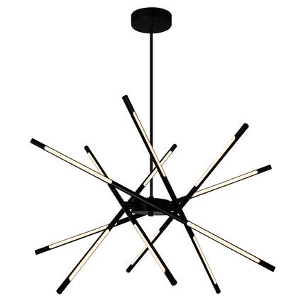 Front. CWI Lighting - Oskil LED Integrated Chandelier With Black Finish - Black.