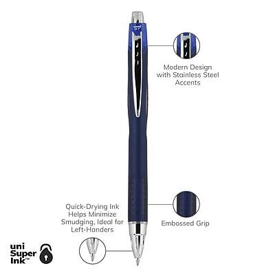 Modern Design with Stainless Steel Accents  
Quick-Drying Ink Helps Minimize Smudging, Ideal for Left-Handers  
Embossed Grip  
uni Super Ink