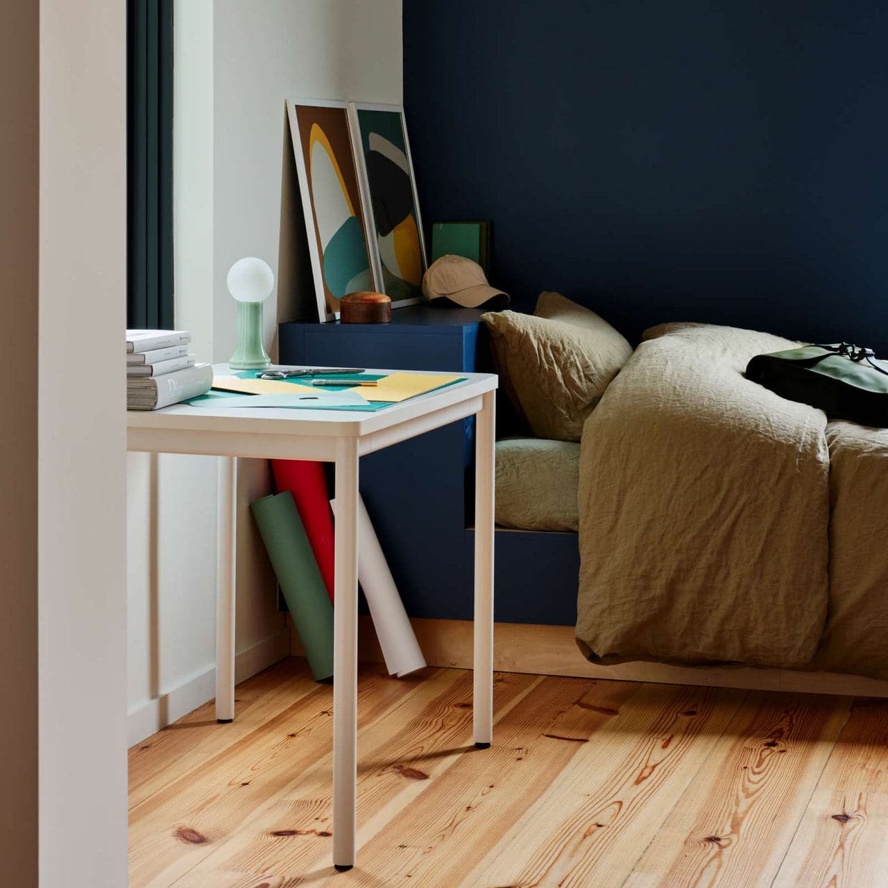 Front. Branch Furniture - Branch 58" Daily Desk – Functional Home Office Desk with Timeless Design, Rounded Corners & Built-in Cable Notch - White.