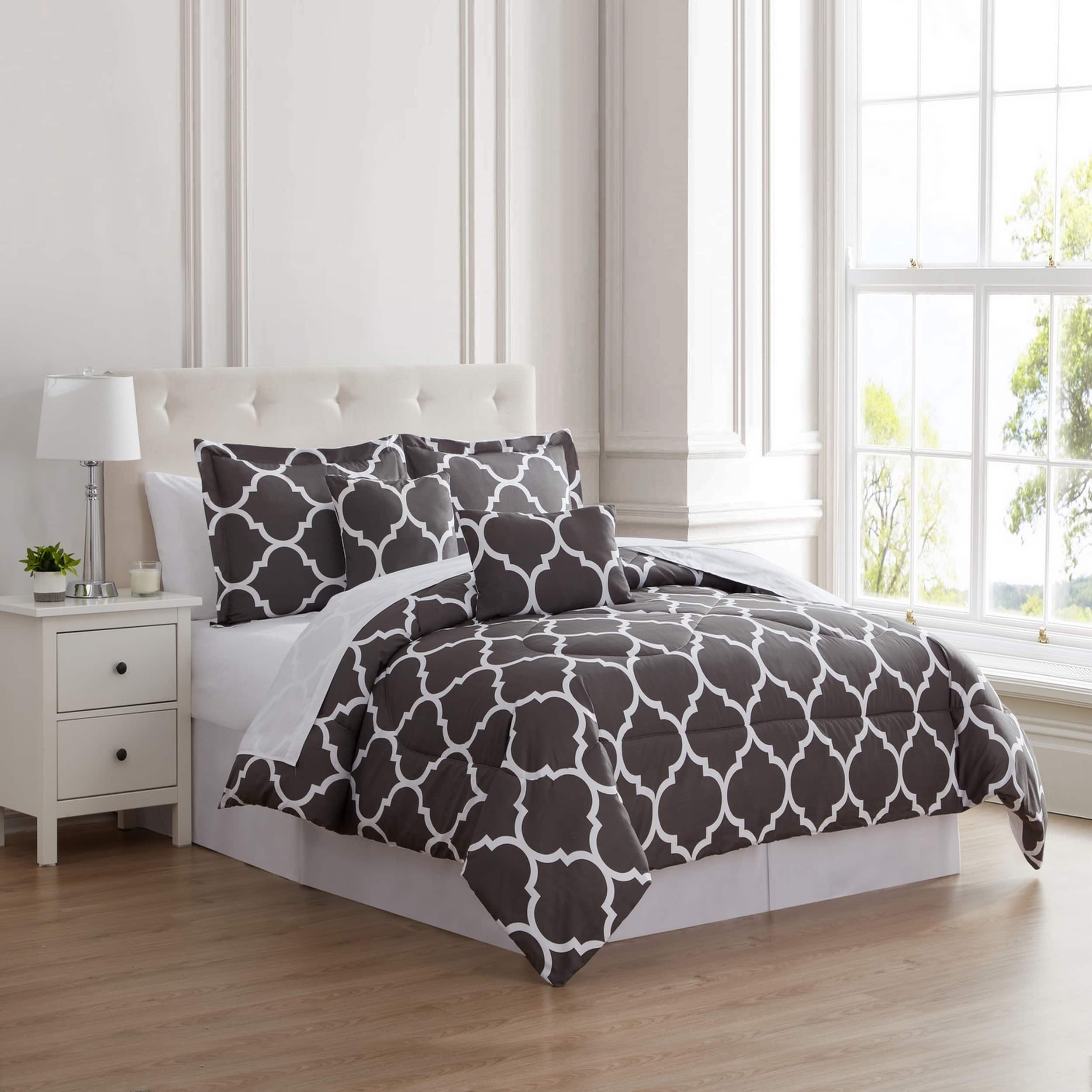 Kathy Ireland - 6 Piece Trellis Oversized Comforter Set - Dark Gray price history on PriceWatchPro