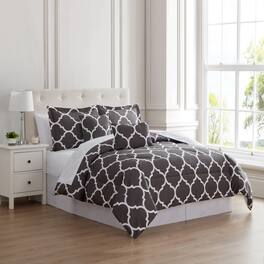 Kathy Ireland - 6 Piece Trellis Oversized Comforter Set - Dark Gray