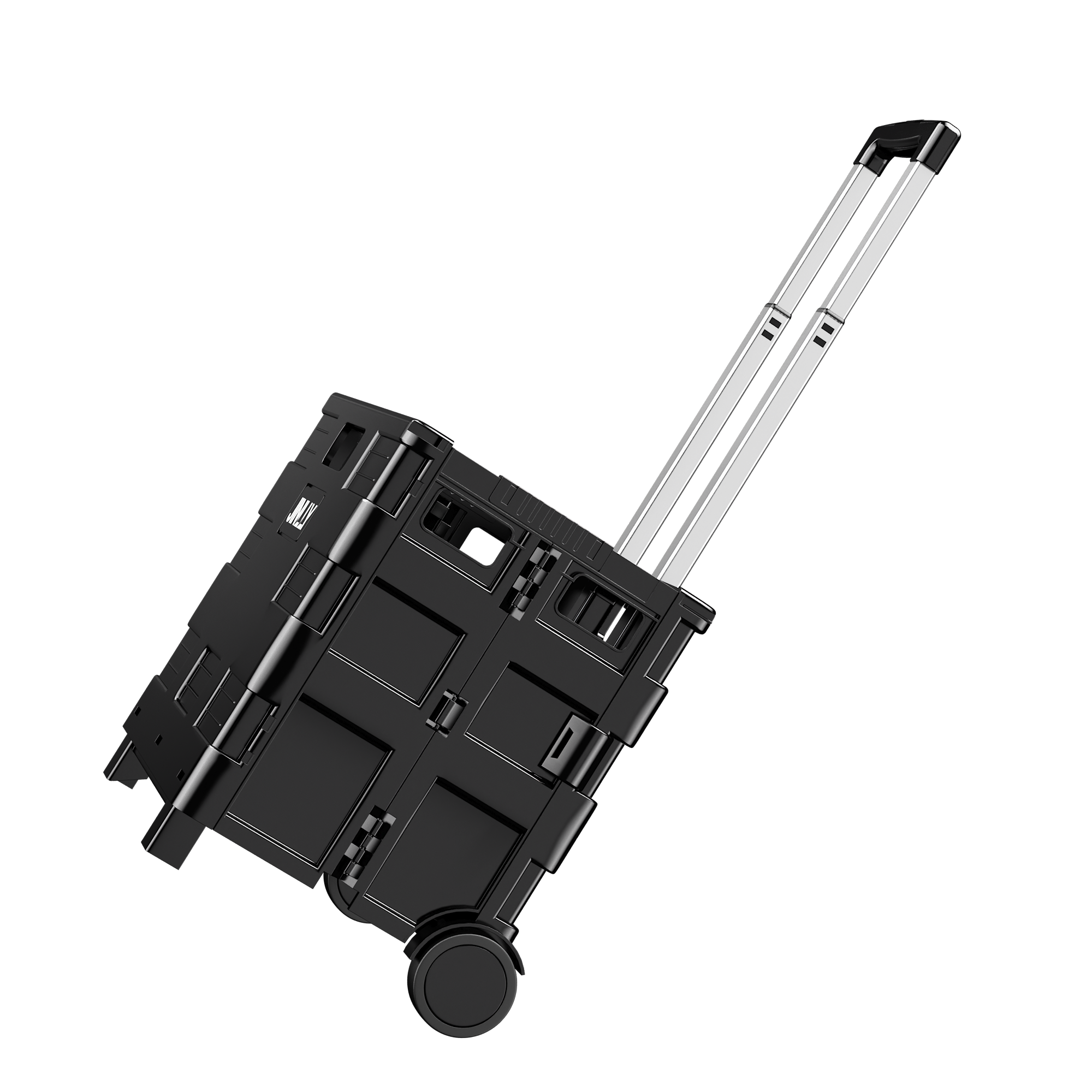 Left. JINLLY - JINLLY 40L Folding Rolling Utility Cart, Portable Rolling Crate Handcart with 2 Rotate Wheels - Black.