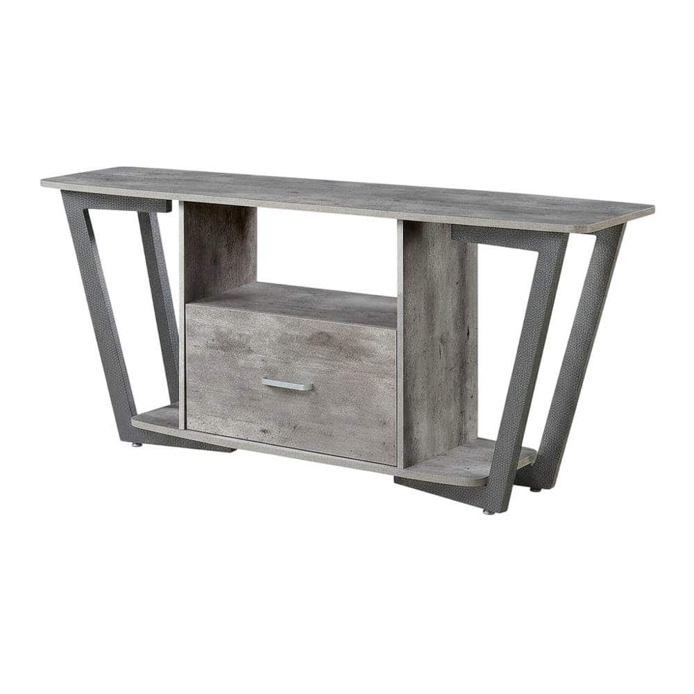 FurniFact - Gray TV stand with single drawer and shelf for 65-inch TVs, powder-coated metal - Brown price history on PriceWatchPro