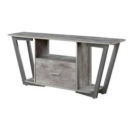 FurniFact - Gray TV stand with single drawer and shelf for 65-inch TVs, powder-coated metal - Brown