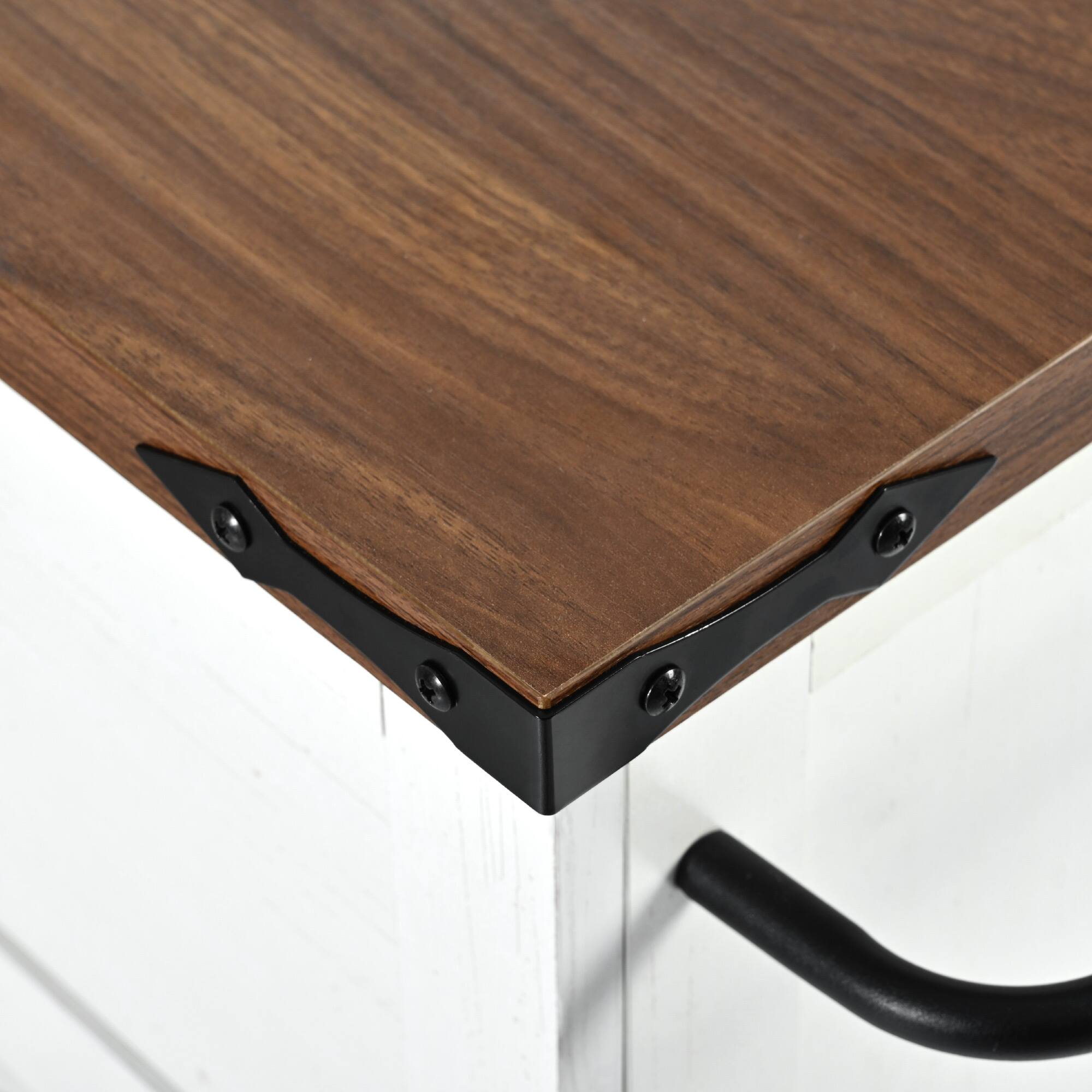 Alt View 5. PexFix - 54.5" Farmhouse Kitchen Island Cart with Built-in Power Outlet, Drop Leaf and Rolling Casters - White.