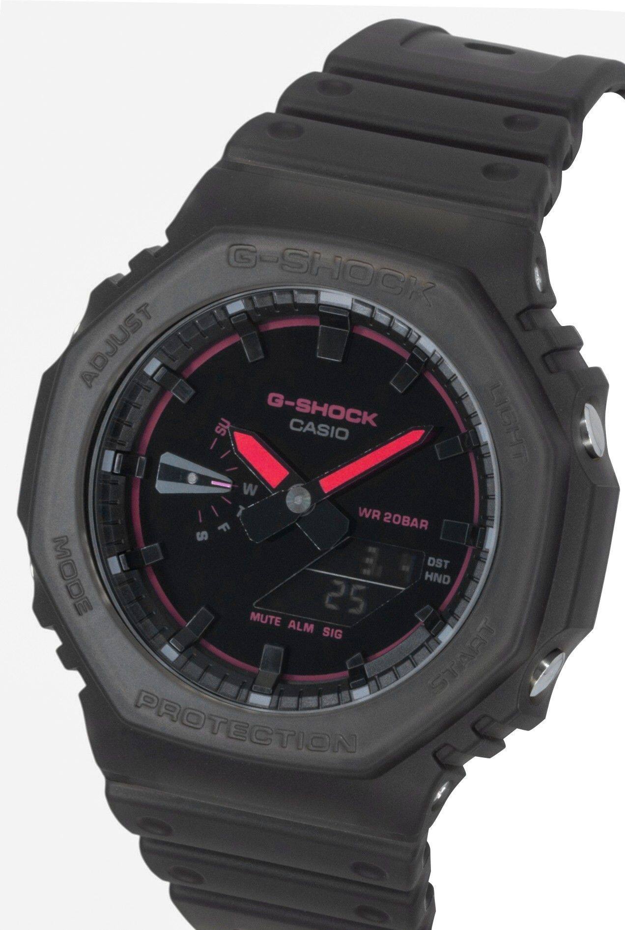 G-SHOCK ADJUST G-SHOCK LGHT CASIO WR 20BAR F S MODE 3. HND DST 25 MUTE ALM SIG START PROTECTION