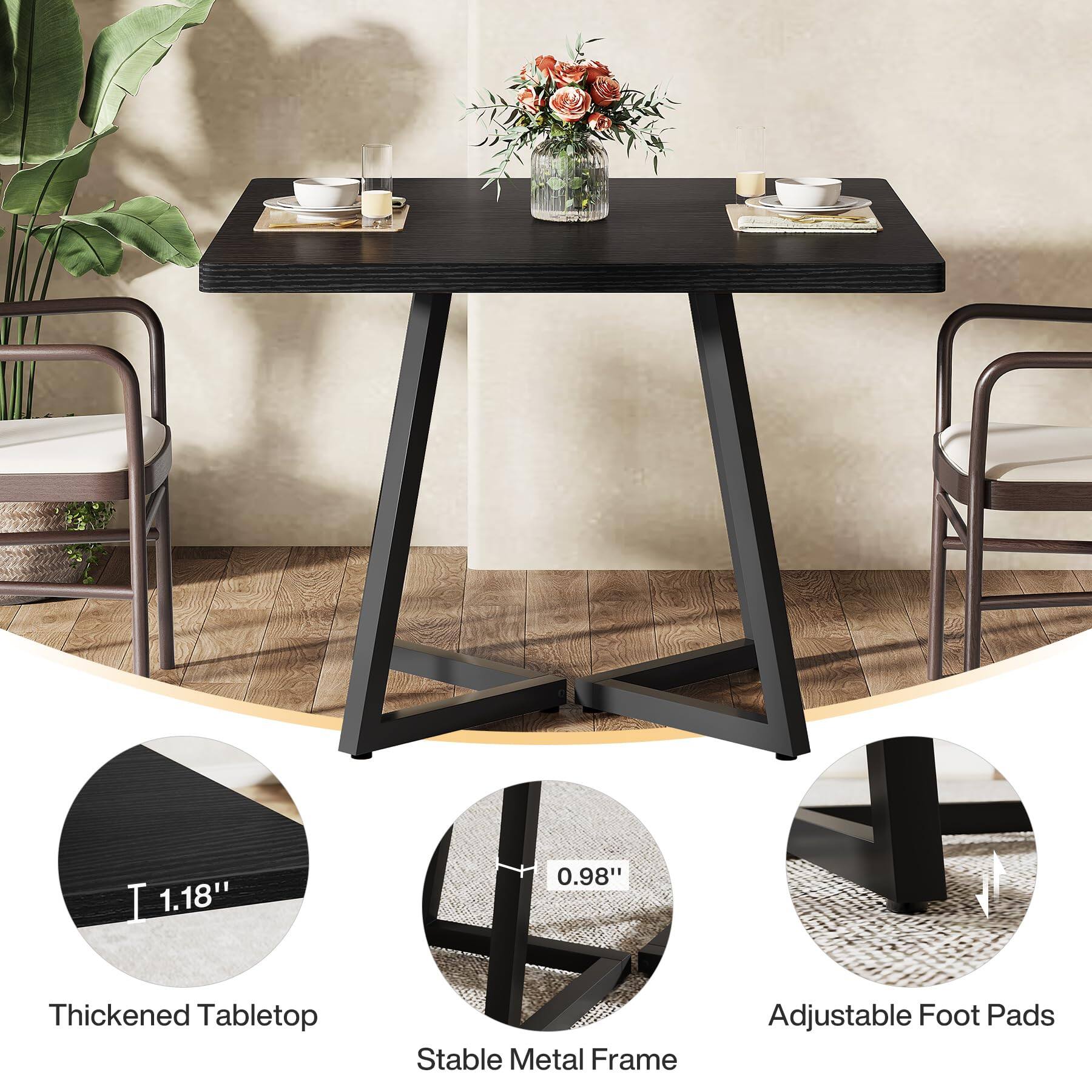 1.18"  
0.98"  
Thickened Tabletop  
Stable Metal Frame  
Adjustable Foot Pads