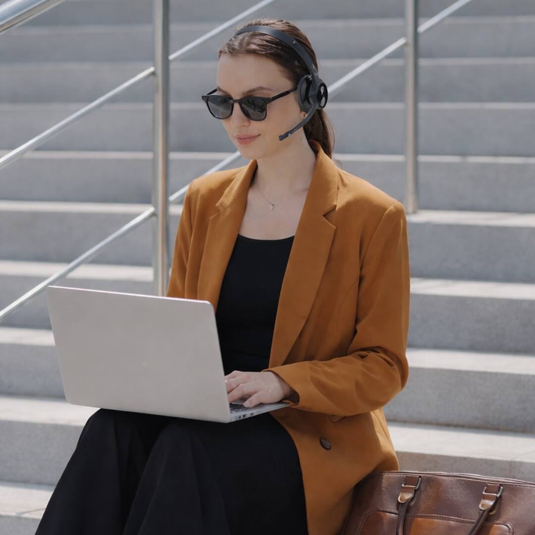 Alt View 1. LIVEY - 720BT Dual ENC Wireless Headset with HiFi Audio and Multipoint Bluetooth.