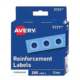 Avery - Self-Adhesive Plastic Reinforcement Labels, 1/4" Diameter, 200/Pack - Glossy Clear